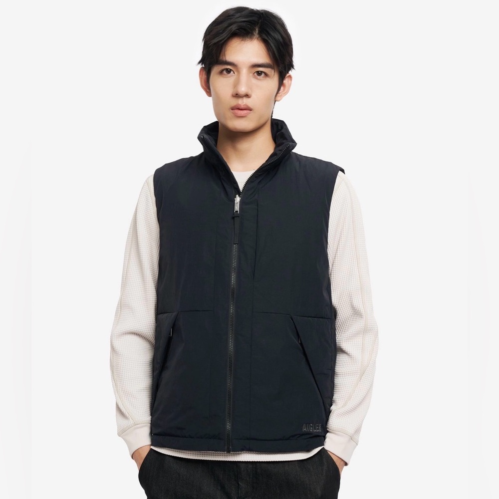Aigle Midnight Black Zip-Up Vest Water Repellent Padded T-KIT Vest Size M